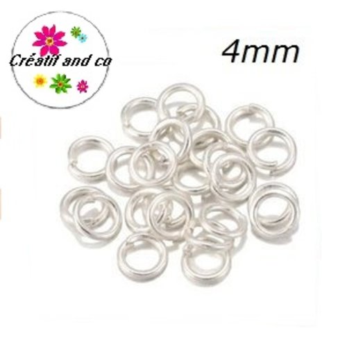 X50 anneaux de jonction argentés 4mm