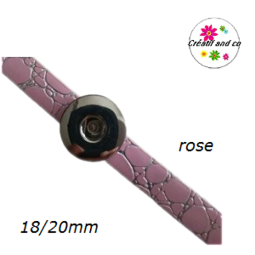 Bracelet simili cuir effet craquelé rose réglable pour bouton pression