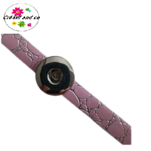Bracelet simili cuir effet craquelé rose réglable pour bouton pression