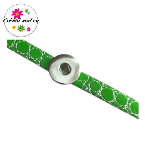 Bracelet simili cuir effet craquelé vert réglable pour bouton pression