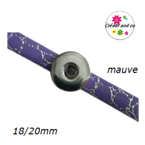 Bracelet simili cuir effet craquelé mauve réglable pour bouton pression