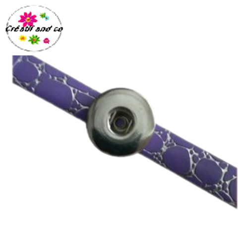 Bracelet simili cuir effet craquelé mauve réglable pour bouton pression