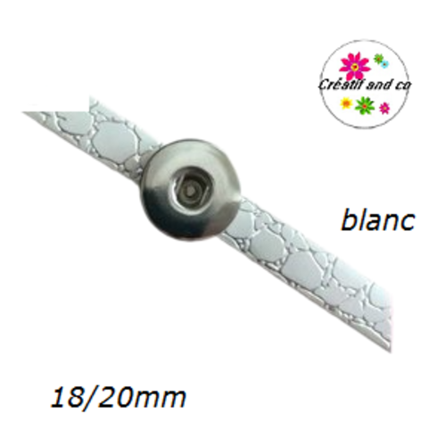 Bracelet simili cuir effet craquelé blanc réglable pour bouton pression