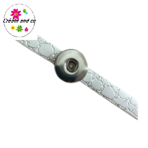Bracelet simili cuir effet craquelé blanc réglable pour bouton pression