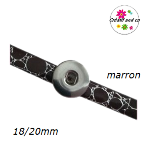 Bracelet simili cuir effet craquelé marron réglable pour bouton pression