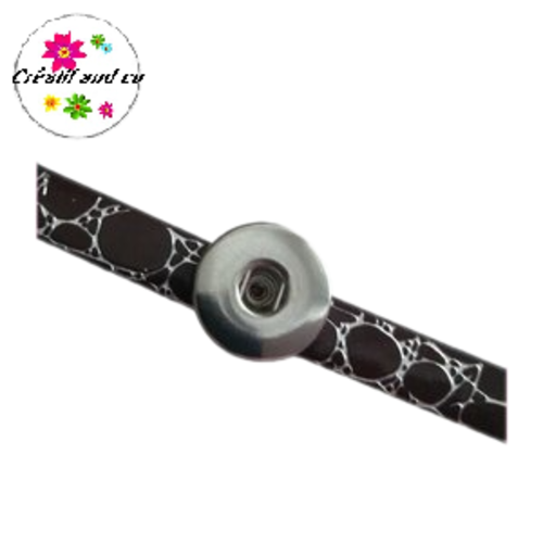 Bracelet simili cuir effet craquelé marron réglable pour bouton pression