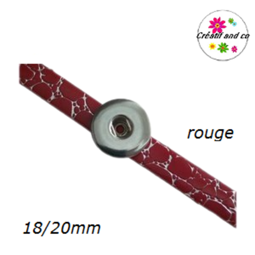 Bracelet simili cuir effet craquelé rouge réglable pour bouton pression