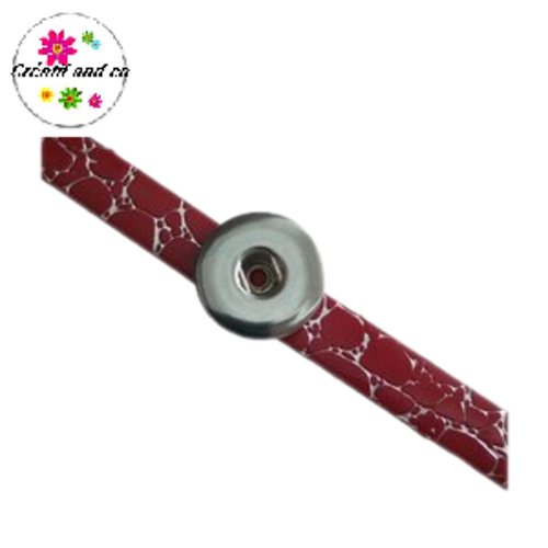 Bracelet simili cuir effet craquelé rouge réglable pour bouton pression