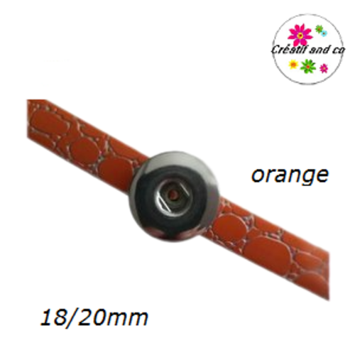 Bracelet simili cuir effet craquelé orange réglable pour bouton pression