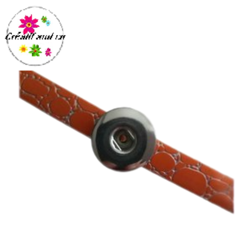Bracelet simili cuir effet craquelé orange réglable pour bouton pression