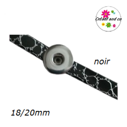 Bracelet simili cuir effet craquelé noir réglable pour bouton pression