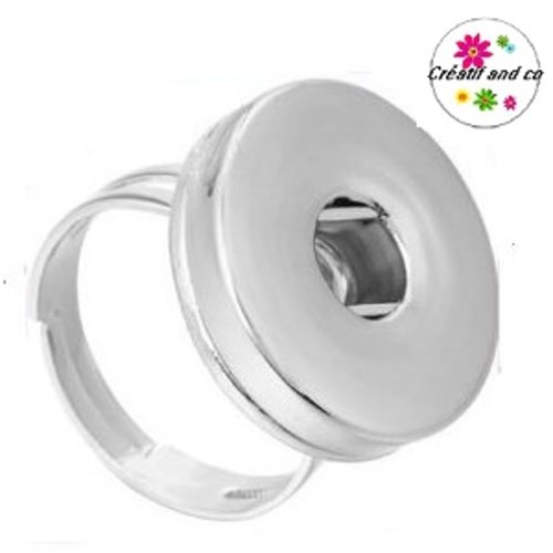 Bague métal argentée pour bouton pression 18/20mm