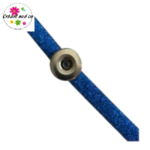 Bracelet simili cuir bleu roi paillette réglable pour bouton pression fixe