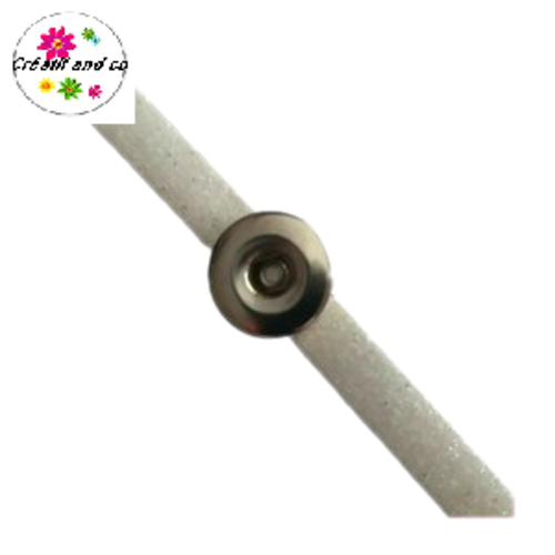 Bracelet simili cuir blanc paillette réglable pour bouton pression fixe