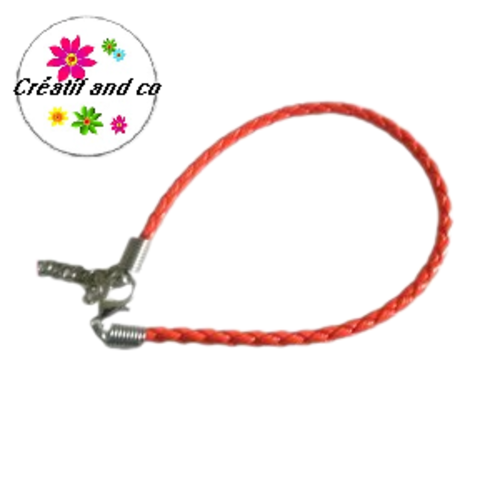 Bracelet tressé simili cuir orange