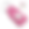Porte clé rectangle simili cuir fuschia pour bouton pression