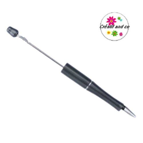 Stylo à bille personnalisable noir avec des perles