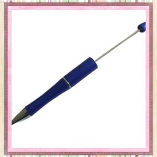 Stylo à bille personnalisable bleu roi avec des perles