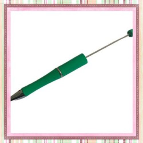 Stylo à bille personnalisable vert avec des perles