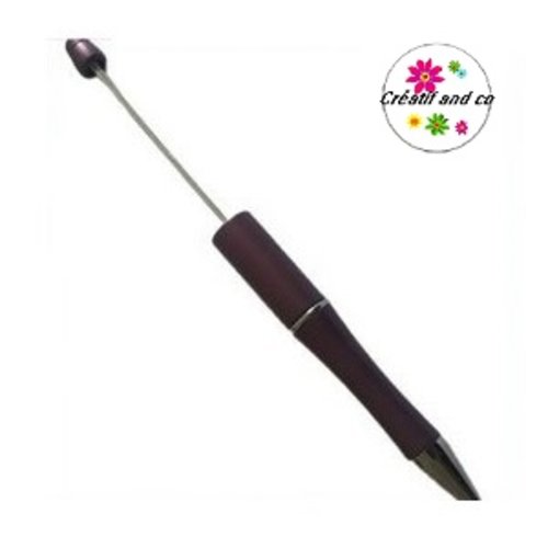 Stylo à bille personnalisable marron/cuivre foncé  avec des perles