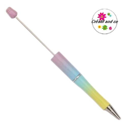 Stylo à bille personnalisable dégradé de couleur arc-en-ciel avec des perles