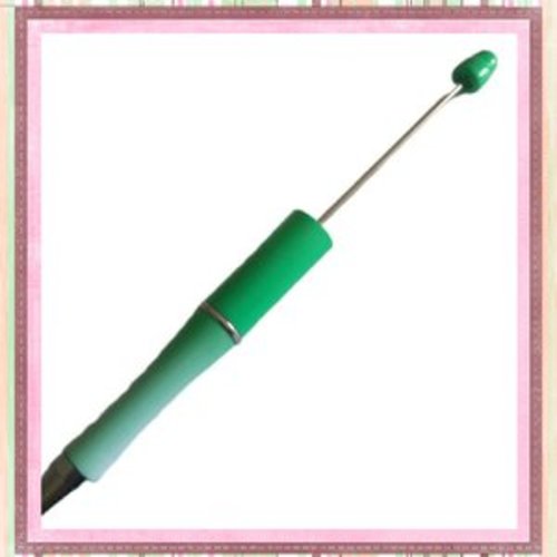 Stylo à bille personnalisable dégradé de vert avec des perles