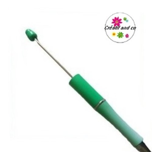 Stylo à bille personnalisable dégradé de vert avec des perles