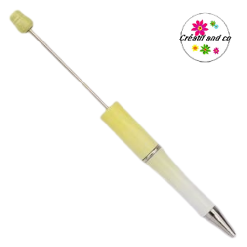 Stylo à bille personnalisable dégradé de jaune/blanc avec des perles