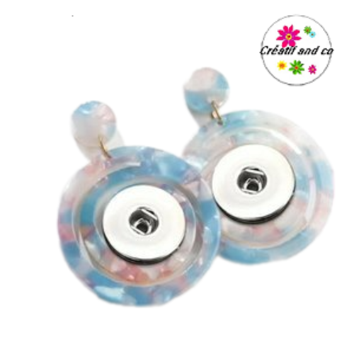 Boucle d'oreille cercle acrylique bouton pression