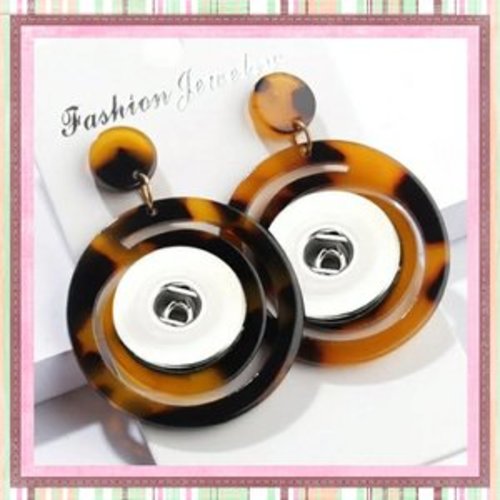 Boucle d'oreille cercle acrylique bouton pression