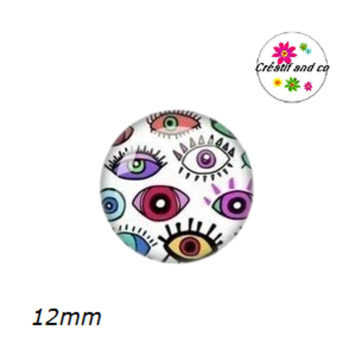 X2 cabochons oeil porte bonheur 12mm