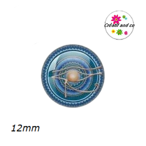 X2 cabochons oeil porte bonheur 12mm