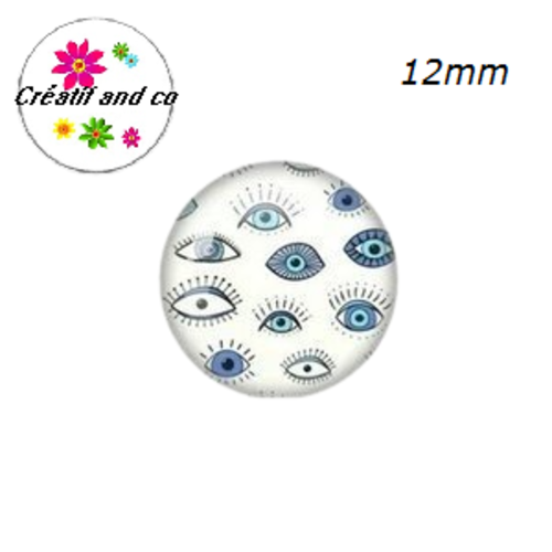 X2 cabochons oeil porte bonheur 12mm