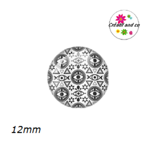 X2 cabochons oeil porte bonheur 12mm