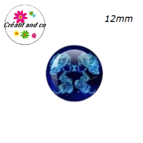 X2 cabochons oeil porte bonheur 12mm