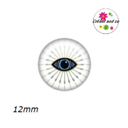 X2 cabochons oeil porte bonheur 12mm
