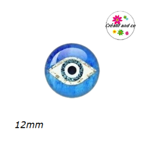 X2 cabochons oeil porte bonheur 12mm