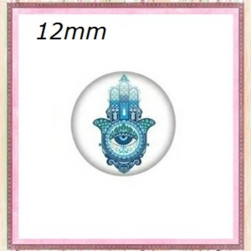 X2 cabochons oeil porte bonheur 12mm