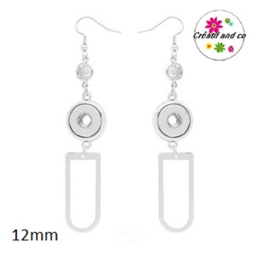 Boucle d'oreille pendante bouton pression 12mm