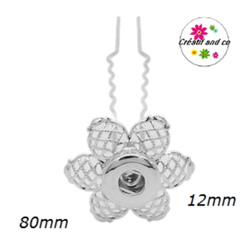 Epingle à cheveu fleur bouton pression 12mm