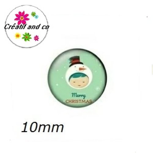X2 cabochons bonhomme de neige 10mm