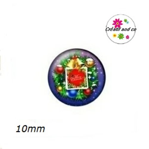 X2 cabochons sapin de noël 10mm
