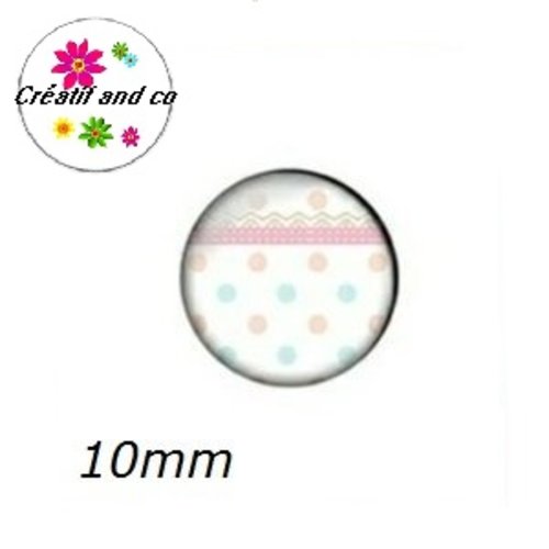 X2 cabochons à motif 10mm