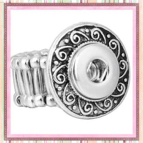 Bague métal argentée ronde pour bouton pression 12mm