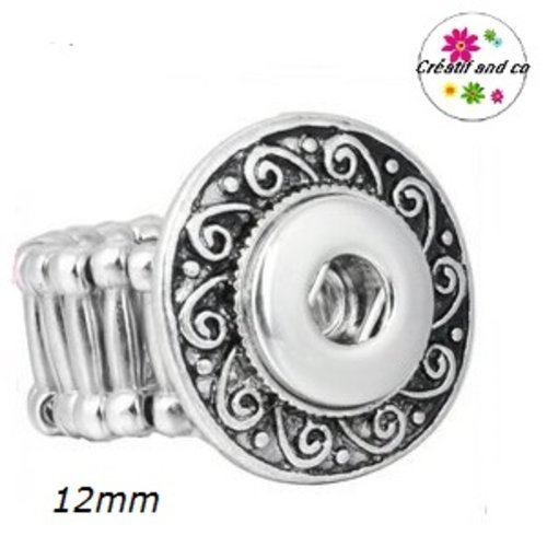 Bague métal argentée ronde pour bouton pression 12mm