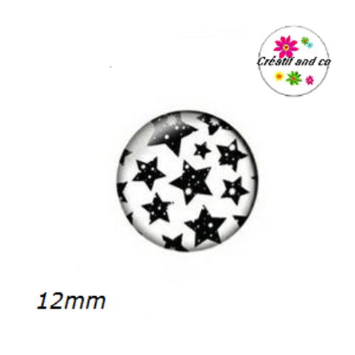 X2 cabochons étoiles noires 12mm