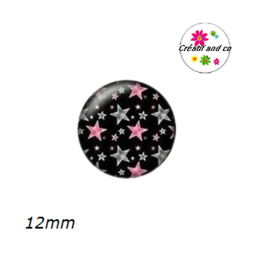 X2 cabochons étoiles roses et grises 12mm