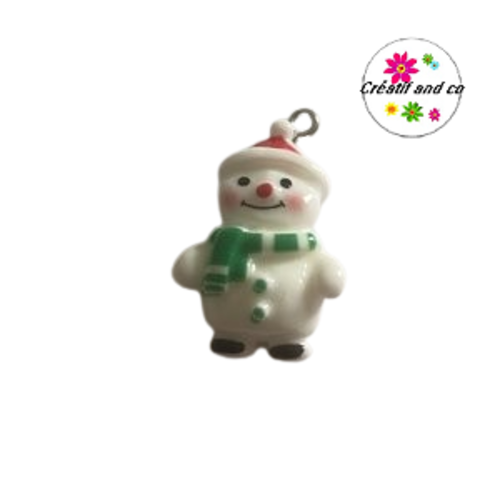 Breloque bonhomme de neige vernis résine