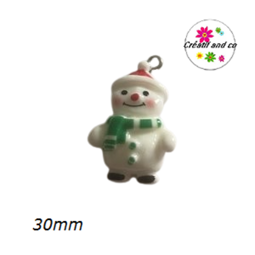 Breloque bonhomme de neige vernis 30mm