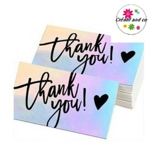 X10 carte de remerciement laser holographique arc en ciel